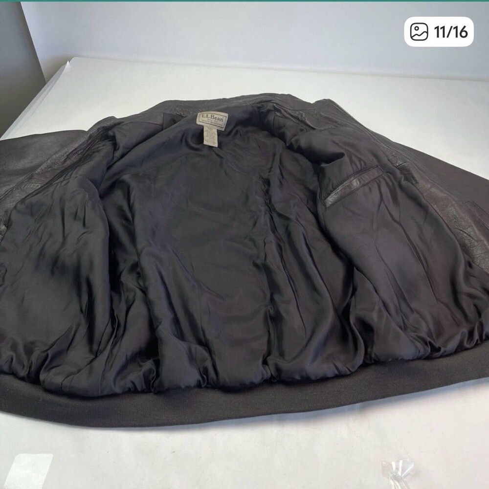 LL Bean vintage Leather Bomber Jacket Mens XL Tall XLT Goatskin Flight Aviator